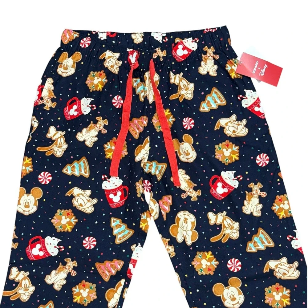 Old Navy x Disney Mickey Mouse Christmas Gingerbread Pajamas Pants SZ Small NWT